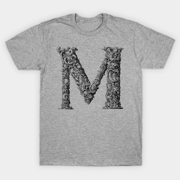 Vintage Initial Letter Lettering Alphabet M T-Shirt by AltrusianGrace